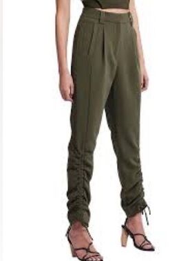 AJE Impermanence Interlace Pants In Olive/Army Sz 4 = XXS Like New Tie Detail
